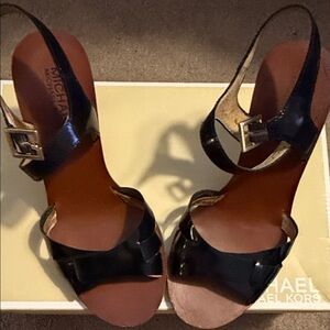 Michael Kors Black Patent Leather Slingback Heels